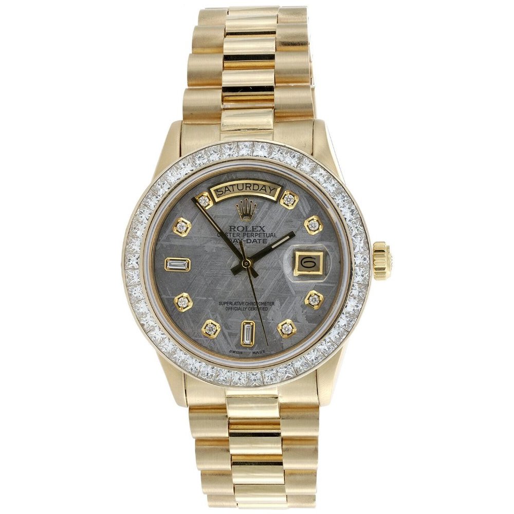 Rolex Day-Date 36mm Custom Bezel Watch w/ Rolex Box